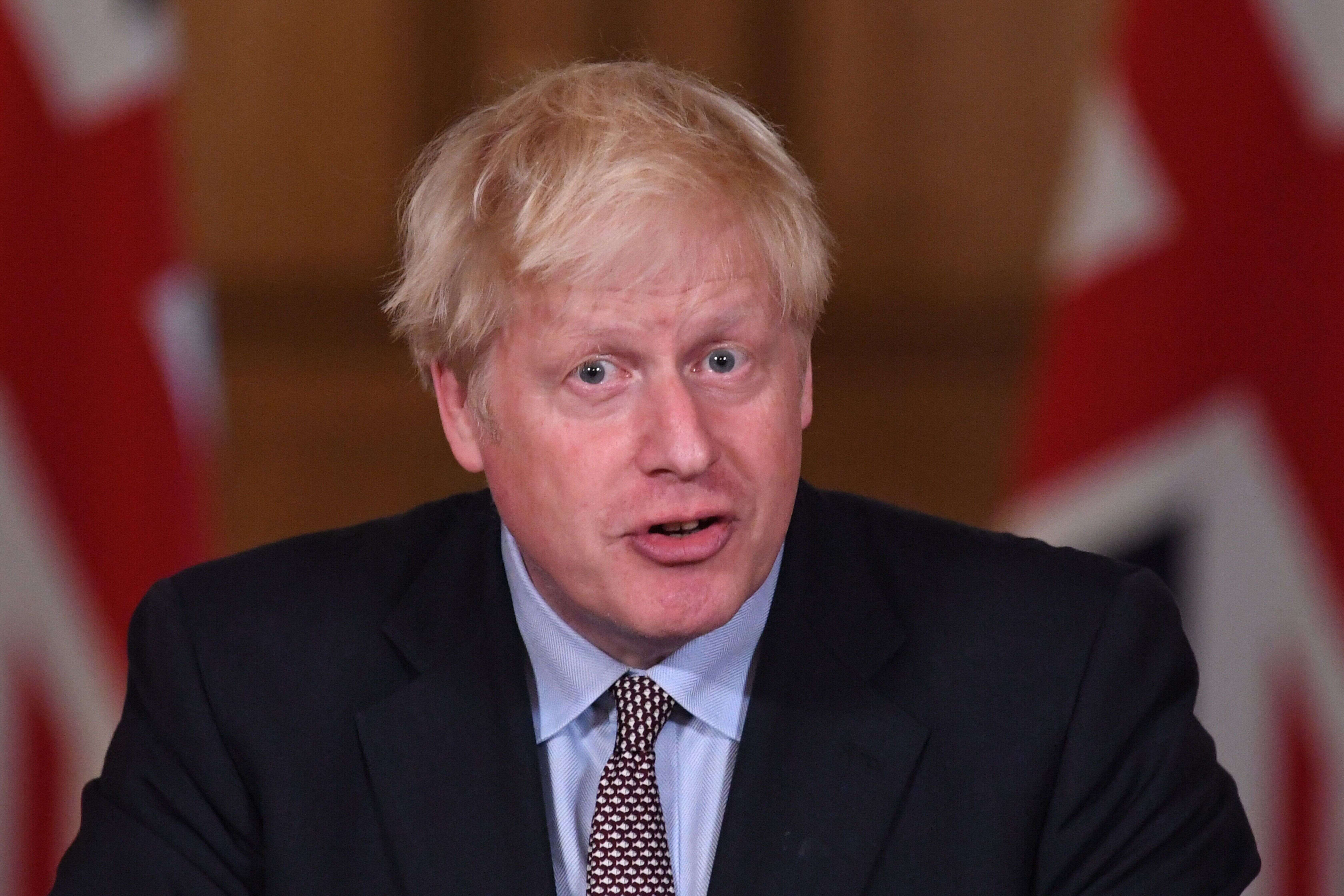 Boris Johnson, ici s'exprimant lors d'une conférence de presse virtuelle à Londres le 9 septembre 2020.