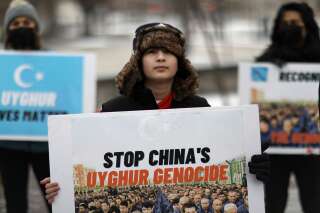 Photo prise lors d'une manifestation de soutien au Ouighours devant l'ambassade canadienne à Washington DC le 19 février 2021. REUTERS/Leah Millis