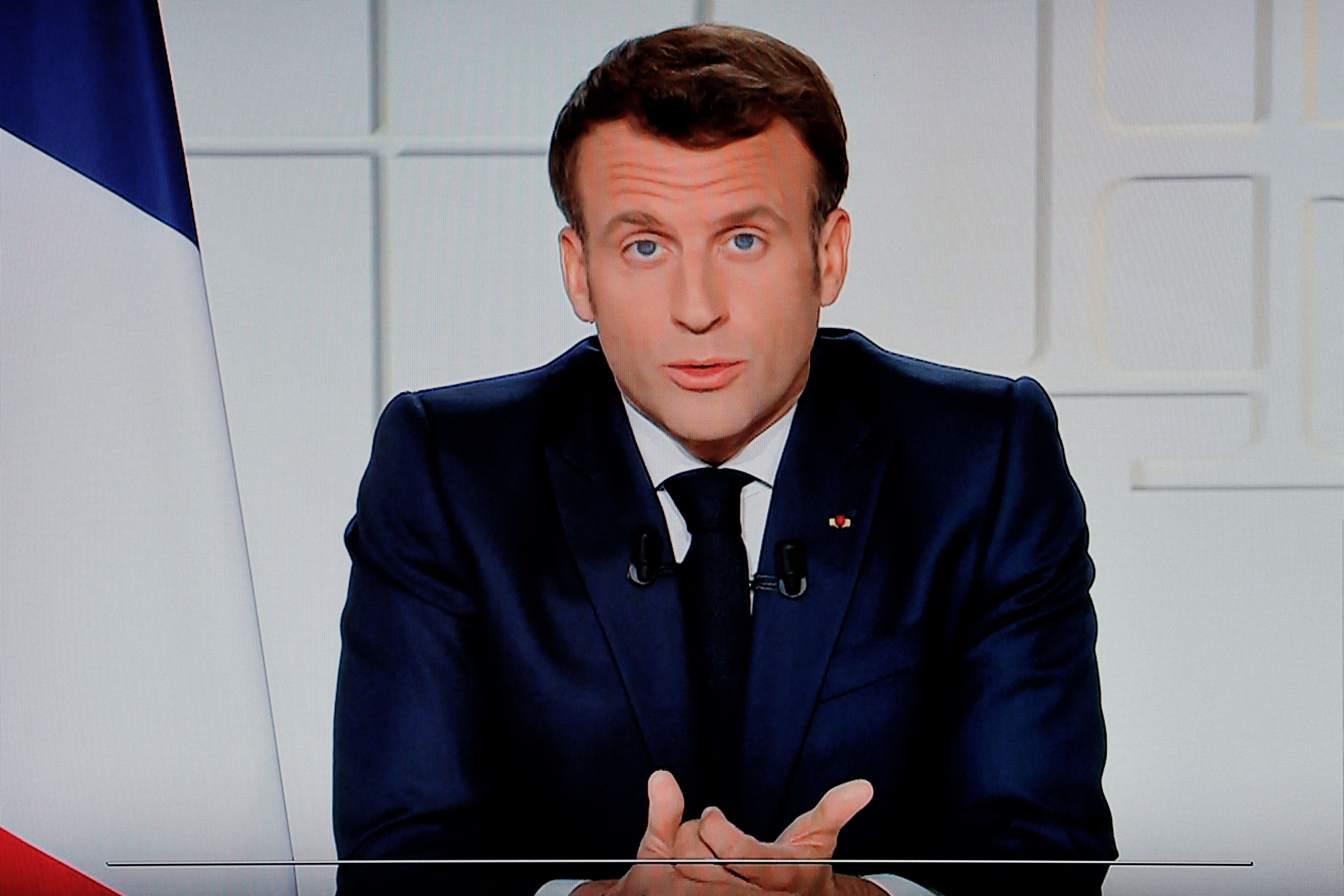 Emmanuel Macron lors d'une allocution consacrée au Covid-19 depuis l'Elysée le 31 mars 2021.