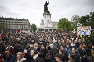 Déjà une première manif' anti-Macron à République à Paris