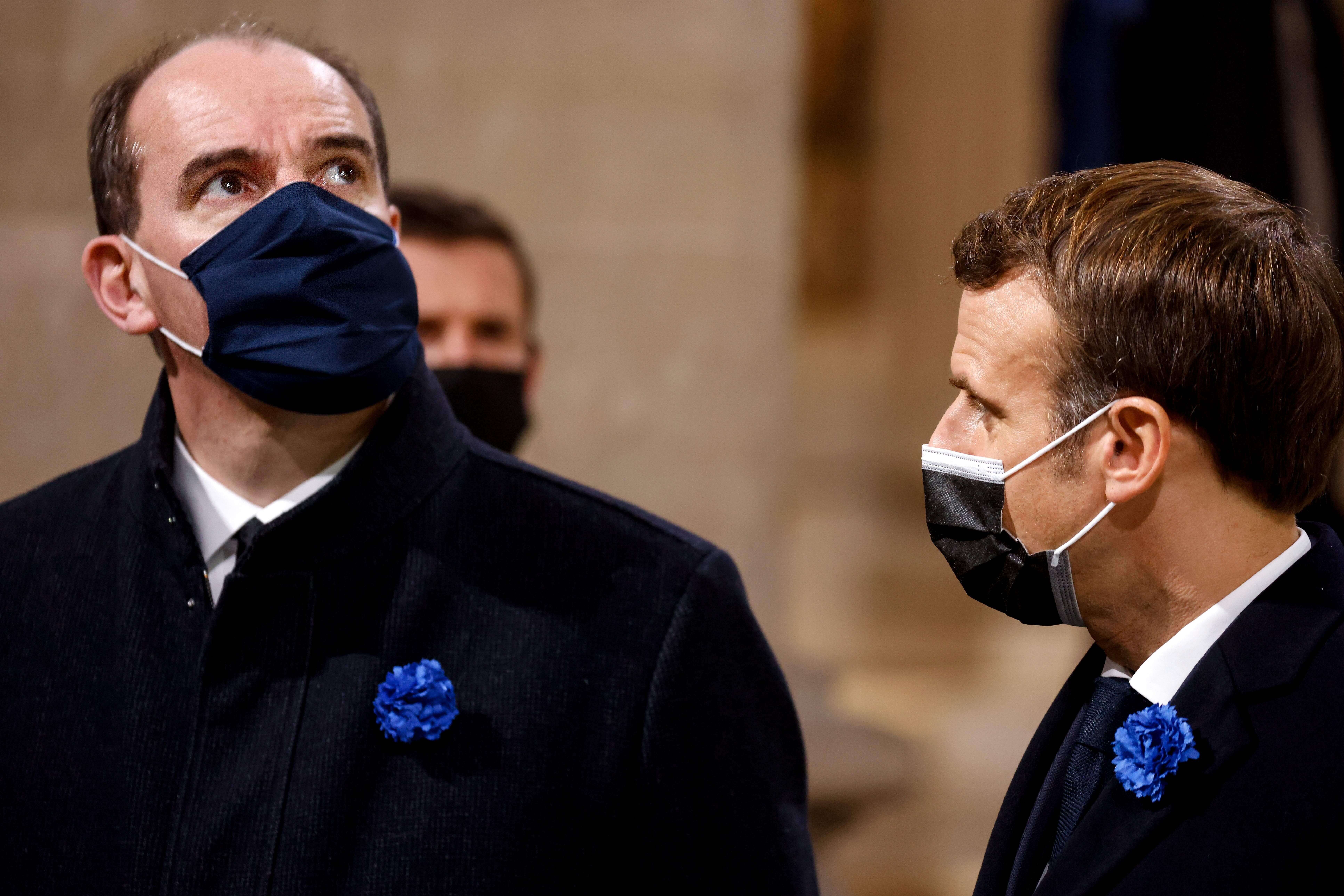 Jean Castex et Emmanuel Macron lors de la cérémonie de panthéonisation de Maurice Genevoix le 11 décembre (illustration)