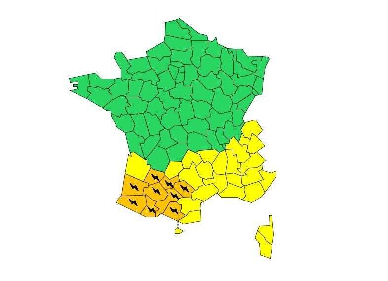 Météo France a placé neuf département en vigilance orange aux orages violents