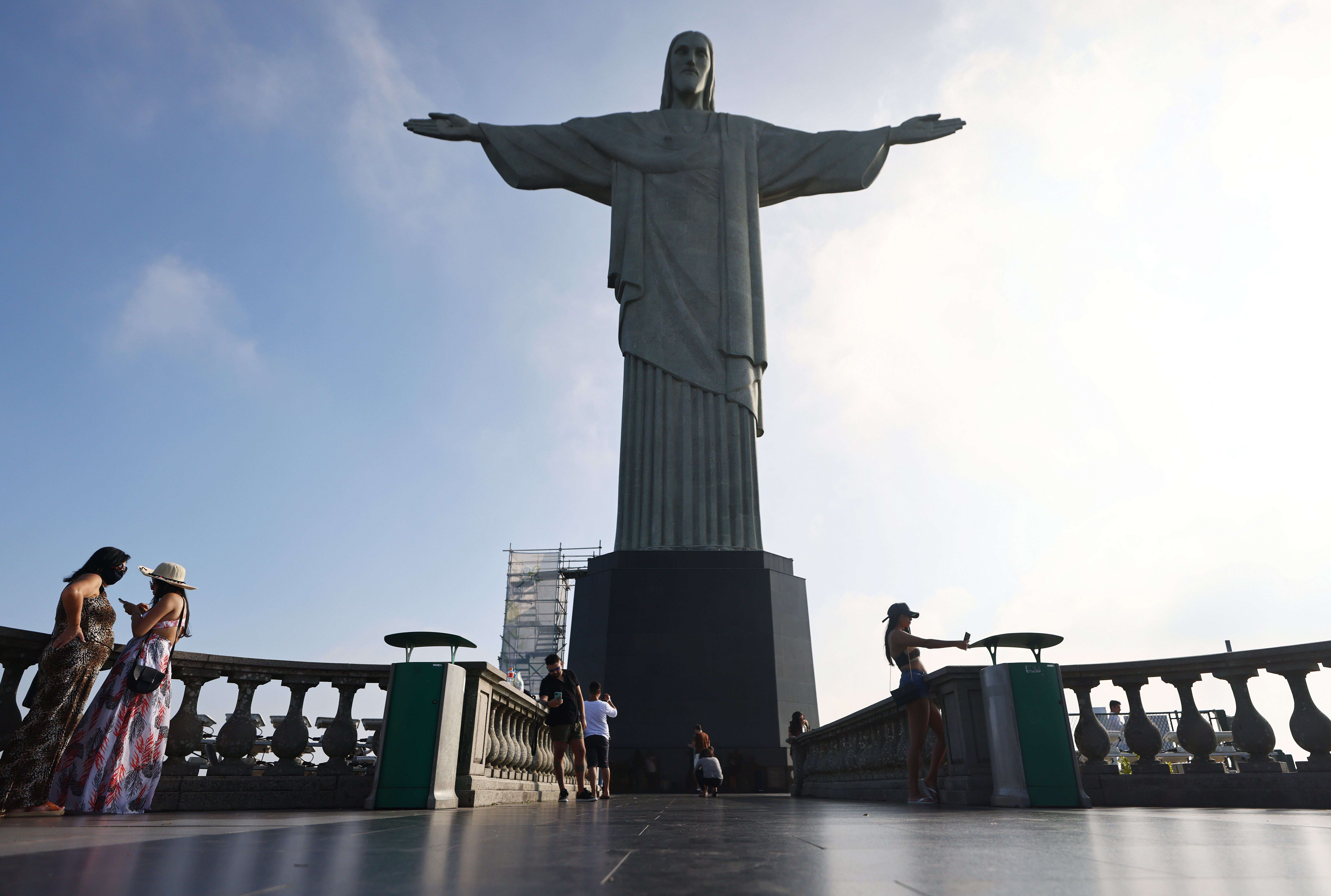 La statue du Christ Rédempteur, à Rio de Janeiro au Brésil, le 27 mai 2021.