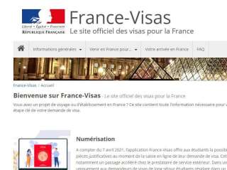 La page d'accueil du site internet france-visas.gouv.fr.