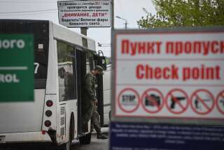 Un check-point en Transnistrie, République autoproclamée à la frontière ukraino-moldave.