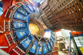 Photo of Fermilab's Tevatron accelerator, which revealed the strangely heavy mass of the W boson.