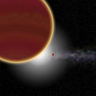 Beta Pictoris C, une exoplanète détectée autour d'une étoile très jeune (photo: vue d'artiste des deux exoplanètes autour de l'étoile Beta Pictoris, non visible).