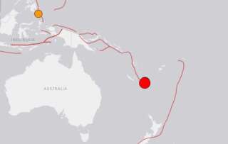 Capture d'écran du site de l'Institut de géophysique américain (USGS) qui a donné l'alerte ce mercredi après un séisme de magnitude 7,5 dans la région des îles Loyauté et de la Nouvelle-Calédonie.