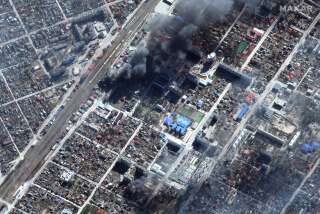 L'Ukraine a repris l'emblémtique ville d'Irpin, assure le maire (Photo satellite d'Irpin provenant de la société Maxar prise le 21 mars 2022 . Satellite image (c) 2022 Maxar Technologies)