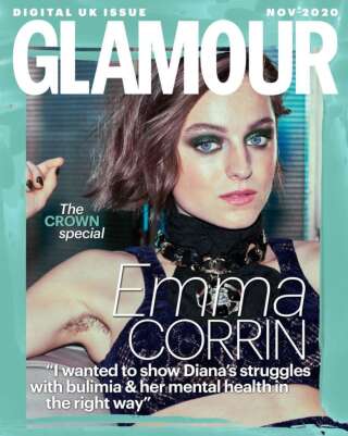 Emma Corrin pour la couverture du mois de novembre de Glamour UK