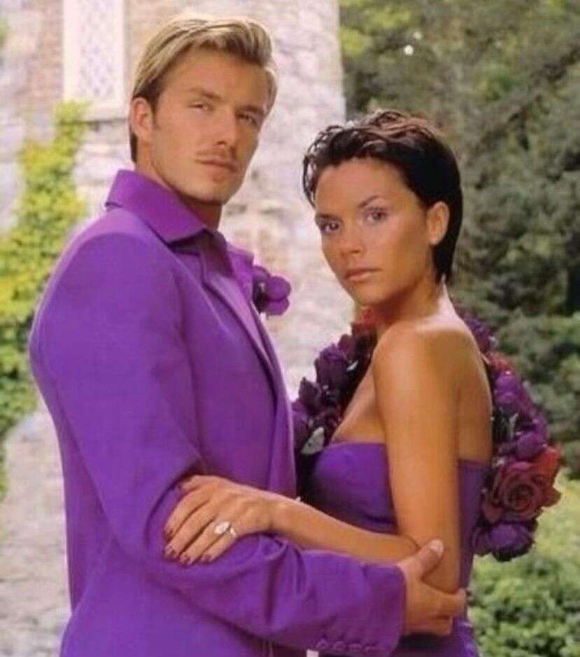 David et Victoria Beckham lors de leur mariage en 1999.
