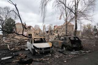 A 40km km de Kiev, en Ukraine, une ville détruite par les bombardements russes.