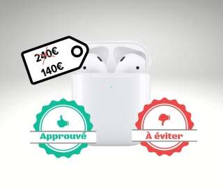 Les AirPods 2 avec boîtierà rechargement par induction sont à 240 euros sur le site d'Apple. Du coup, faut-il craquer pour un produit soldé vendu 100 euros moins cher?