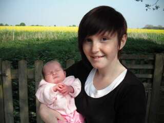 Chloe Wood and her daughter Mia shortly after the birth.