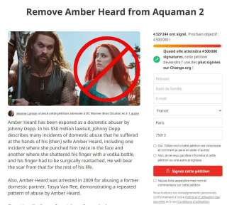 La pétition pour retirer Amber Heard du film Aquaman 2 a dépassé les 4 millions de signatures.