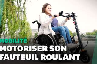Relier une trottinette électrique à un fauteuil roulant, la bonne idée de cette Française
