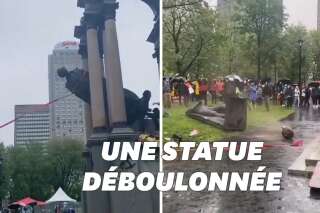 Une statue déboulonnée à Montréal lors d'une manifestation antiraciste