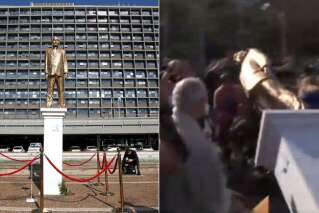 À peine érigée, la statue dorée de Benjamin Netanyahou détruite par la foule à Tel-Aviv