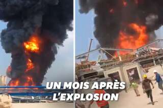Un incendie au port de Beyrouth, quelques semaines après l'explosion meurtrière