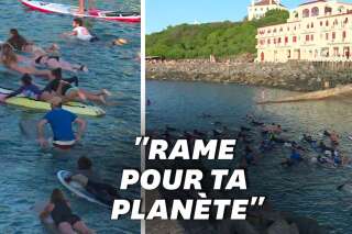 G7: 350 surfeurs en mer près de Biarritz pour défendre les océans