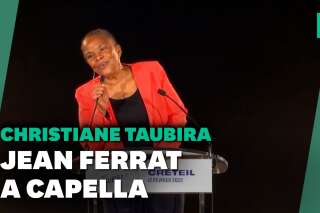 En meeting, Christiane Taubira chante Jean Ferrat a capella