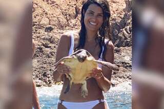 Karine Ferri sauve une tortue et dénonce la pollution au plastique en Méditerranée