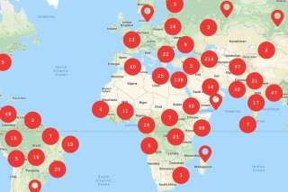 L’Unesco recense sur cette carte les 1349 journalistes tués dans le monde depuis 1993