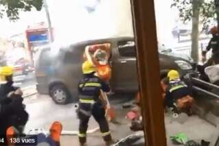 À Shanghai, une camionnette prend feu et renverse des piétons, 18 blessés