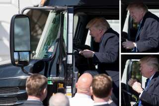 Ces photos de Donald Trump qui fait mumuse dans un gros camion valent le détour(nement)