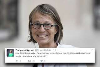 L'écrivaine Svetlana Alexievitch annoncée morte par un faux compte de Françoise Nyssen, la nouvelle ministre de la Culture