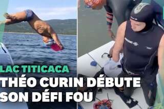 Théo Curin a débuté sa folle traversée à la nage du lac Titicaca