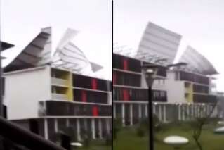 Ils filment les vents violents arracher le toit d'une résidence en Guyane