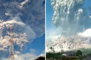 Les images de l'immense nuage de cendres au-dessus du volcan Sinabung, en Indonésie