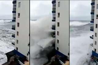 La tempête à Tenerife a arraché les balcons de cet immeuble