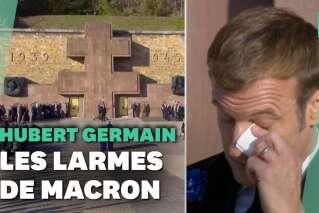 Emmanuel Macron en larmes à l'arrivée du cercueil d'Hubert Germain au Mont-Valérien