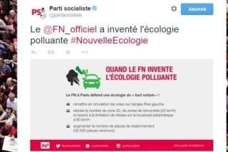 Ecologie FN: le Parti socialiste tente de parasiter sur Twitter le lancement du collectif de Marine Le Pen