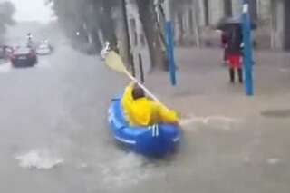 VIDÉOS. Un kayak dans les rues de Montpellier après les intempéries et inondations dans l'Hérault