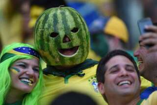 PHOTO. Coupe du monde 2014: le Brésil, face à la Colombie, supporté par une pastèque