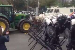 VIDÉO. Agriculteurs: affrontements à Bruxelles en marge de la manifestation des producteurs de lait et de viande porcine