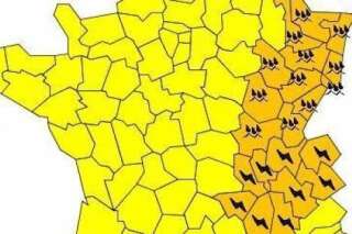 Météo: 21 départements en alerte orange orages et inondations en Rhône-Alpes et dans le Nord-Est