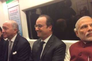 PHOTOS. François Hollande prend le métro à New Delhi (Inde) avec le premier ministre Narendra Modi