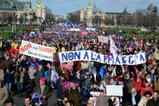 Manif pour tous : des milliers de manifestants défilent à Paris et Lyon