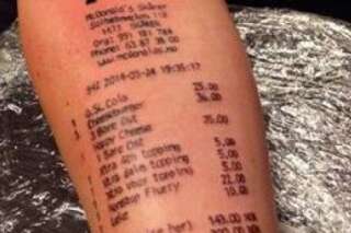 PHOTOS. Tatouage : il se fait tatouer son ticket de caisse McDonald's sur le bras