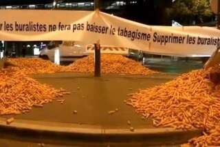 VIDÉO. Paquet neutre: les buralistes répondent avec des carottes et manifestent