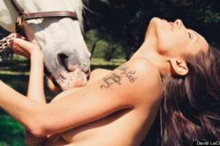PHOTO. Angelina Jolie: un cliché inédit de la star topless avec un cheval aux enchères