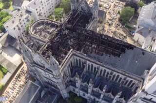 VIDÉO. Nantes: la basilique Saint-Donatien filmée par un drone après l'incendie