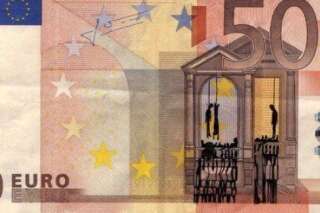 La crise financière grecque illustrée sur des billets de banque par un artiste