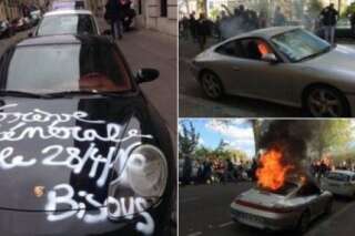 Une Porsche brûlée en marge de la manifestation contre la loi Travail à Nantes