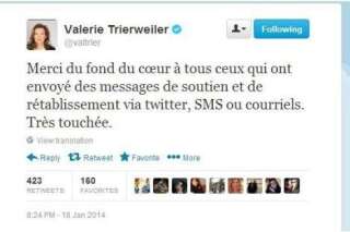 Valérie Trierweiler sur Twitter remercie les personnes qui l'ont soutenue
