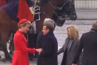 Emmanuel et Brigitte Macron accueillis par le couple royal en Belgique